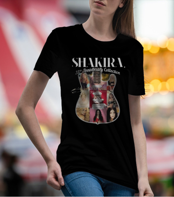 Shakira 35th Anniversary Collection Signature Album Covers Guitar T-Shirt