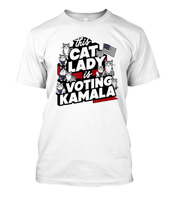 This Cat Lady Is Voting Kamala Cats With USA Flag T-Shirt