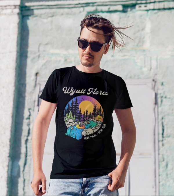 Wyatt Flores Here There Gone Tour Surfing Skeleton Camping Scene T-Shirt