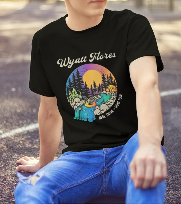 Wyatt Flores Here There Gone Tour Surfing Skeleton Camping Scene T-Shirt
