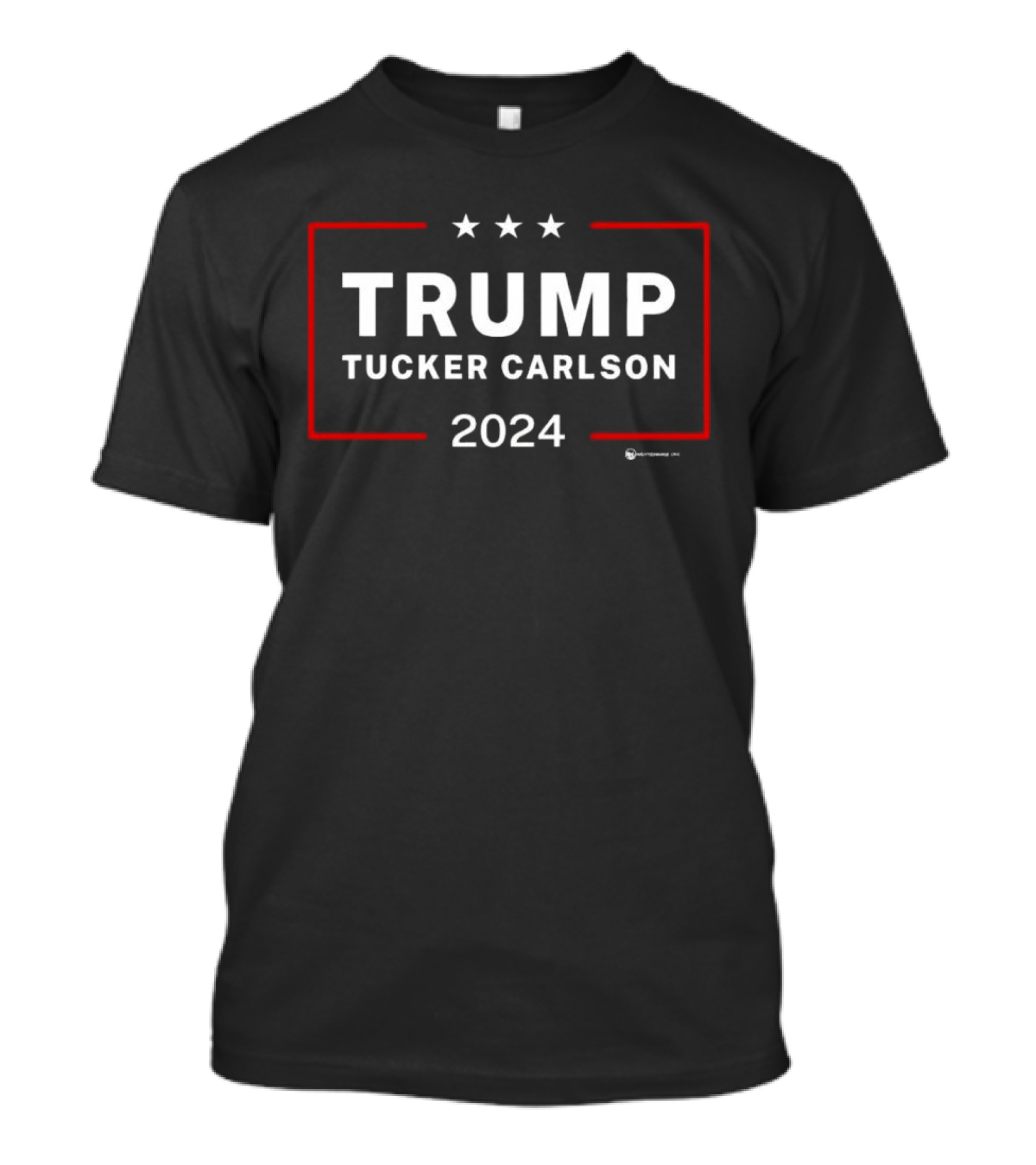 Trump Tucker Carlson 2024 Three Stars Red Border T-Shirt