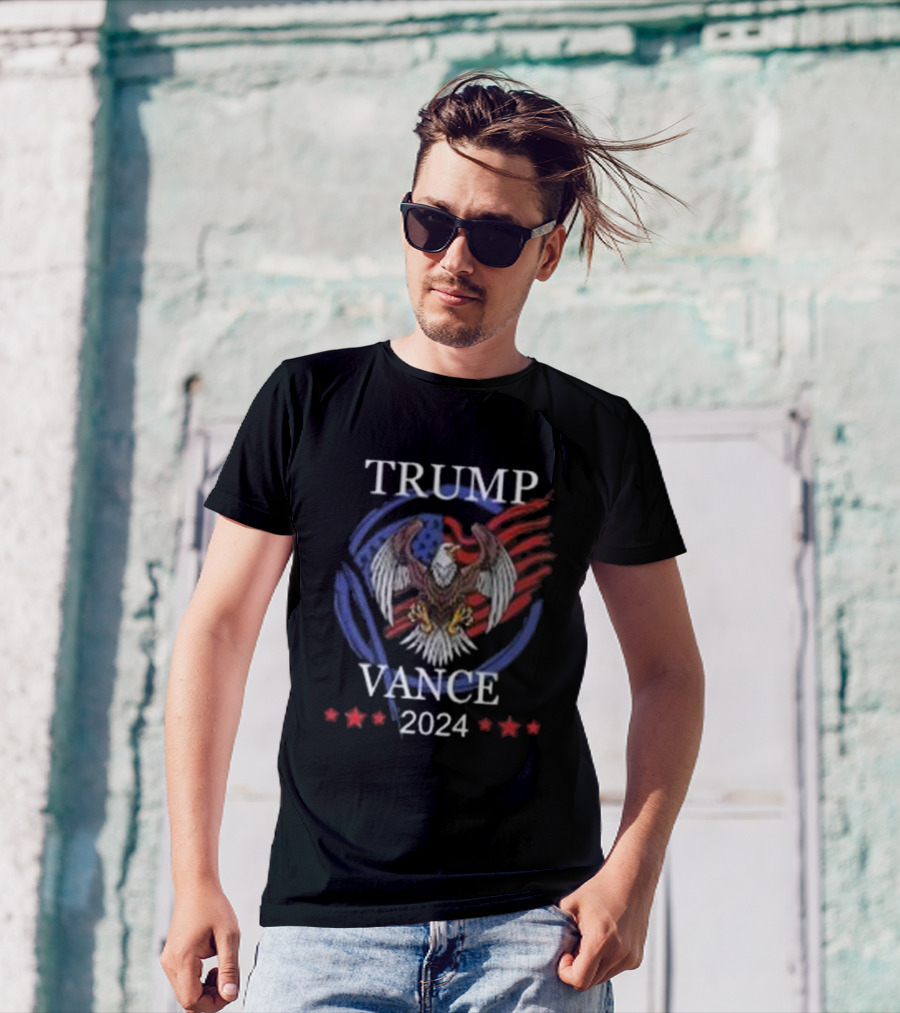 Trump Vance 2024 Bald Eagle American Flag Stars T-Shirt
