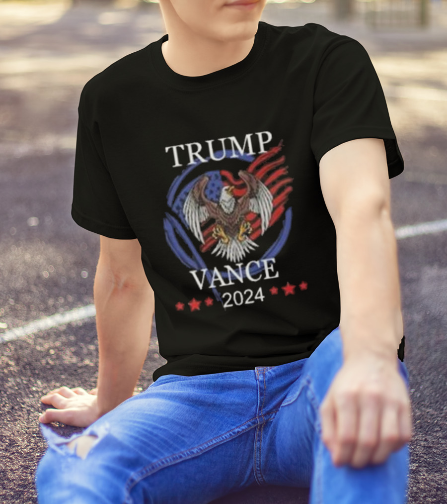 Trump Vance 2024 Bald Eagle American Flag Stars T-Shirt