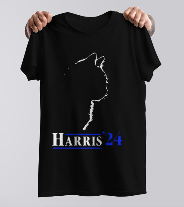 Cat Ladies For Harris 2024 Funny Cat President Kamala-Harris T-Shirt