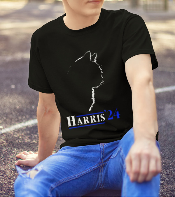 Cat Ladies For Harris 2024 Funny Cat President Kamala-Harris T-Shirt