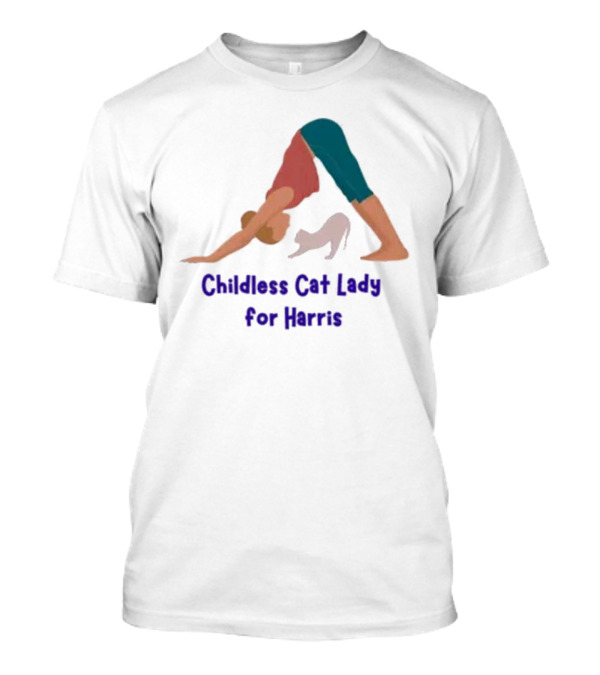 Childless Cat Lady For Harris Yoga With Cat T-Shirt