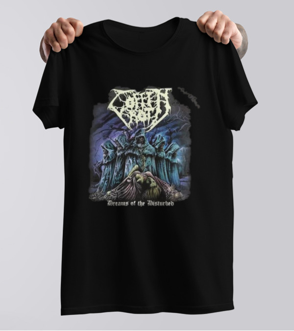 Coffin Rot Dreams Of The Disturbed Hooded Figures Enigmatic Ritual Scene T-Shirt
