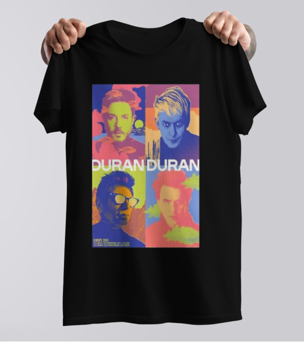Duran Duran Europe 2024 Tour Poster Vibrant Pop Art Style Band Members T-Shirt