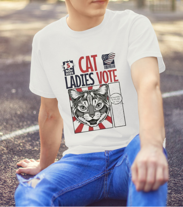5 November 2024 Cat Ladies Vote Democracy Depends On You Election Political T-Shirt