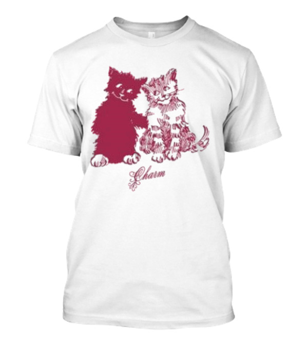 Clairo Charm Pink Cat Friends With Yawn Text T-Shirt