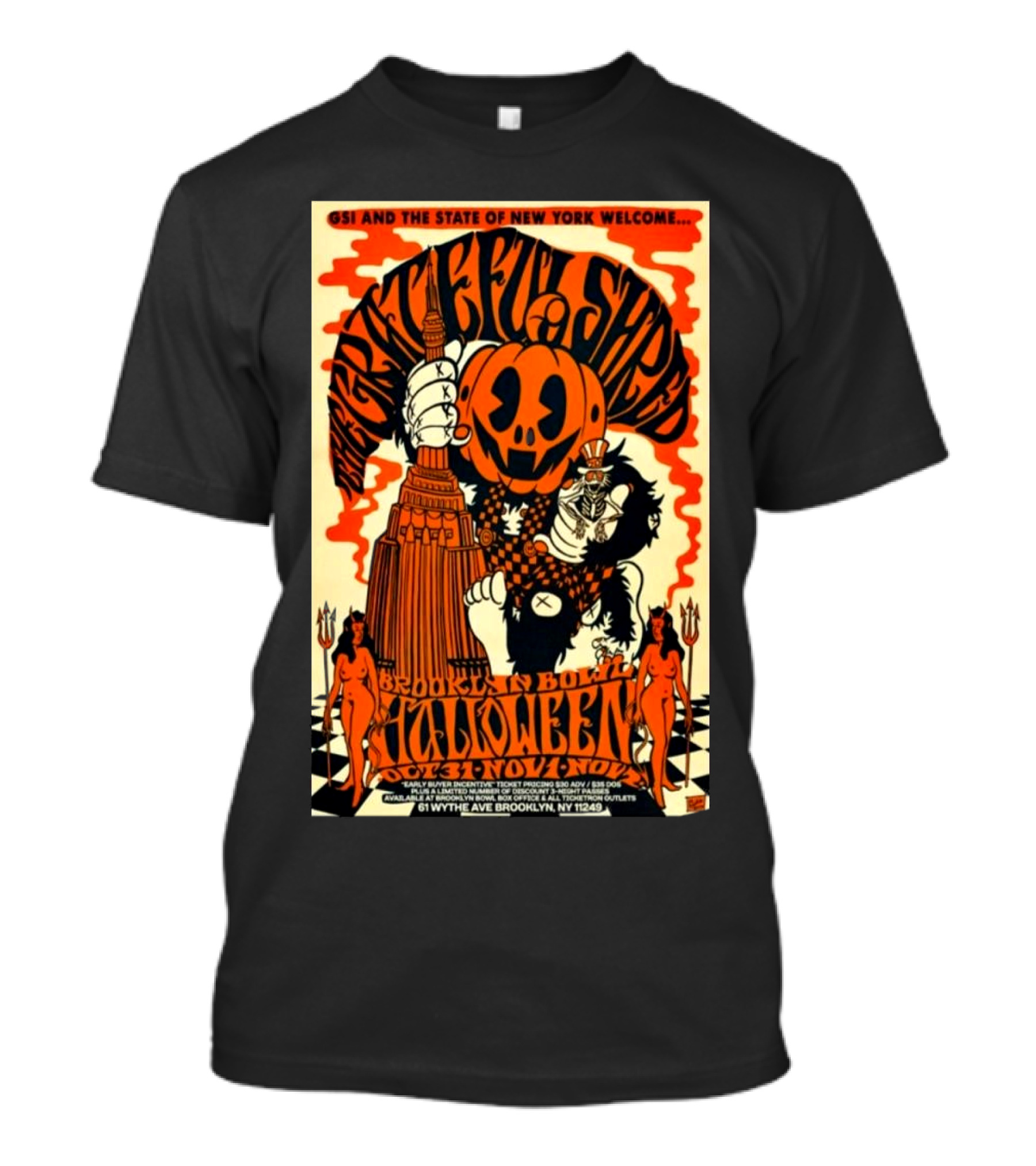 GSI New York Grateful Shred Halloween Brooklyn Bowl October 31 To November 1, T-Shirt