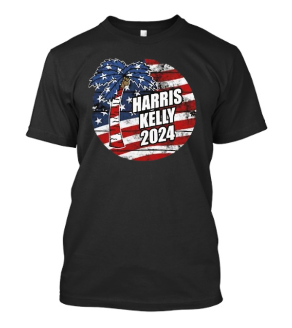 Harris Kelly 2024 Coconut Tree American Flag Presidential Election Campaign T-Shirt