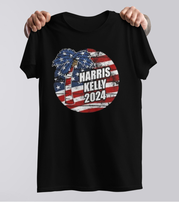 Harris Kelly 2024 Coconut Tree American Flag Presidential Election Campaign T-Shirt