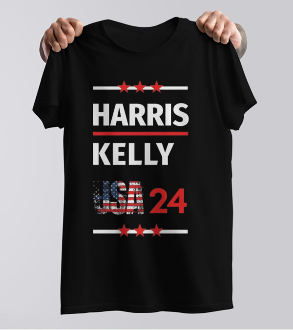 Harris Kelly 2024 USA Flag Stars Potential Democratic Running Mates T-Shirt