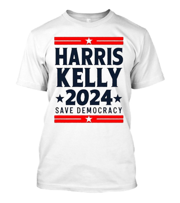 Harris Kelly 2024 Save Democracy Red T-Shirt