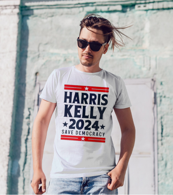 Harris Kelly 2024 Save Democracy Red T-Shirt