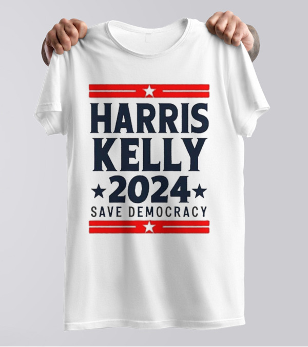 Harris Kelly 2024 Save Democracy Red T-Shirt