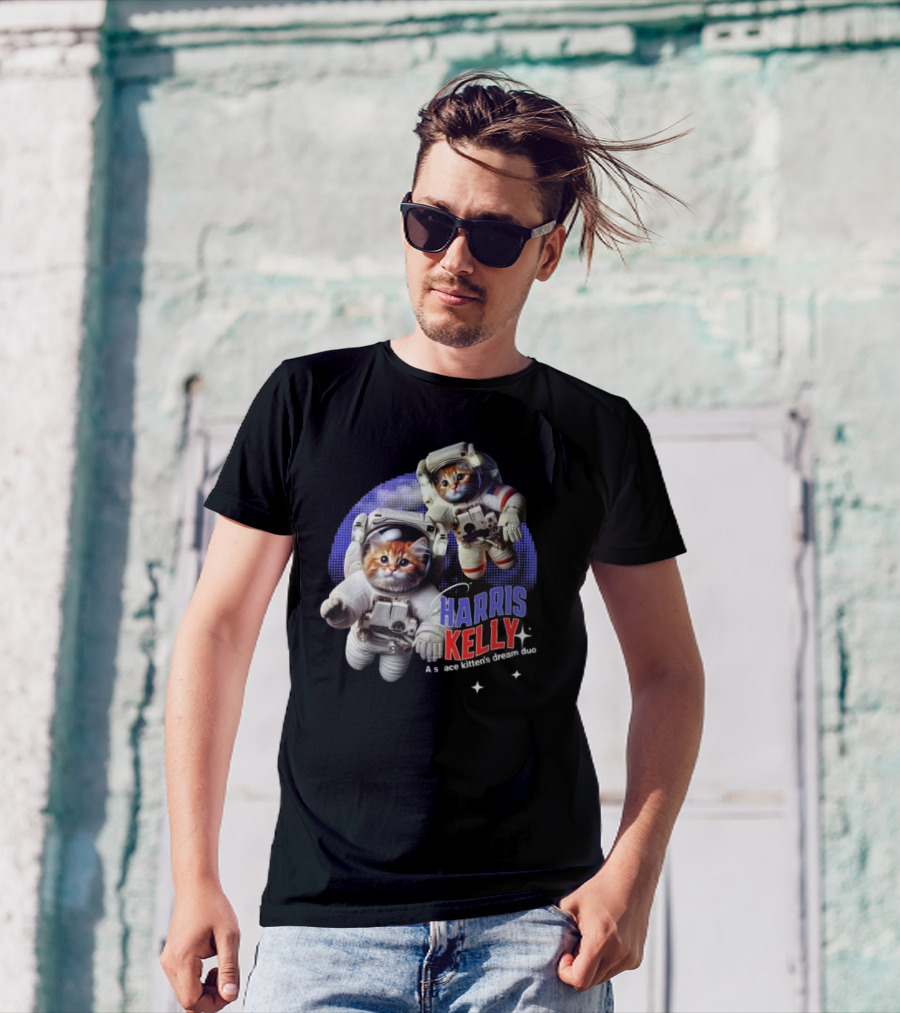 Harris Kelly A Space Kitten's Dream Duo 2024 Retro Astronaut Cats T-Shirt