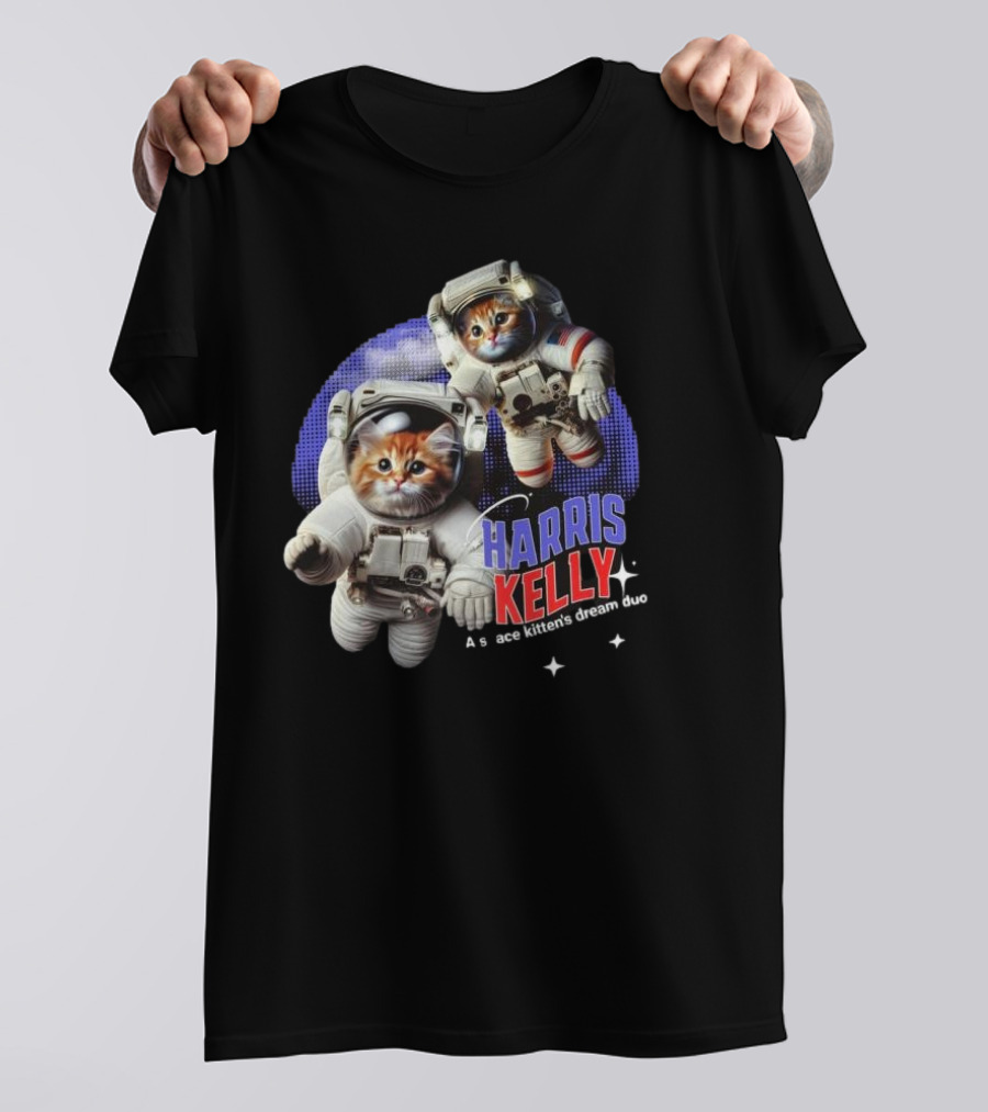 Harris Kelly A Space Kitten's Dream Duo 2024 Retro Astronaut Cats T-Shirt