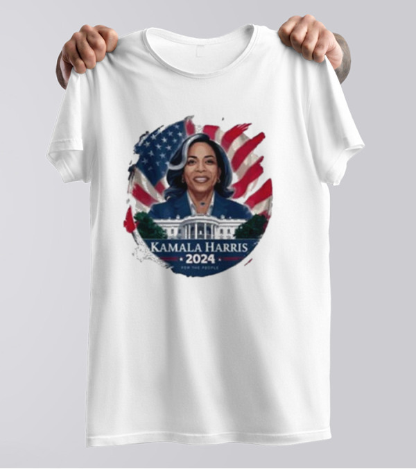 Kamala Harris 2024 For The People US Flag White House T-Shirt