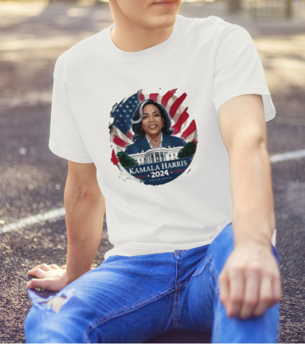 Kamala Harris 2024 For The People US Flag White House T-Shirt