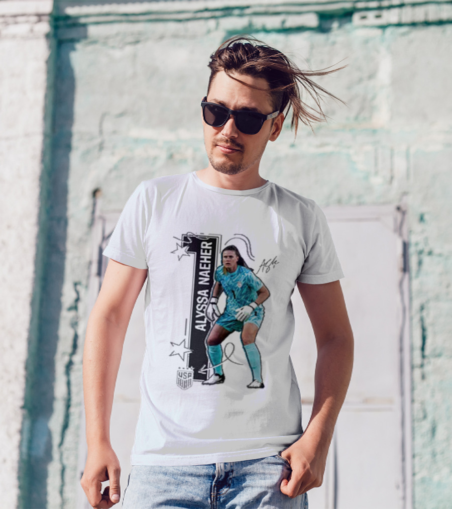 USWNT Alyssa Naeher Number One Star Keeper Signature T-Shirt