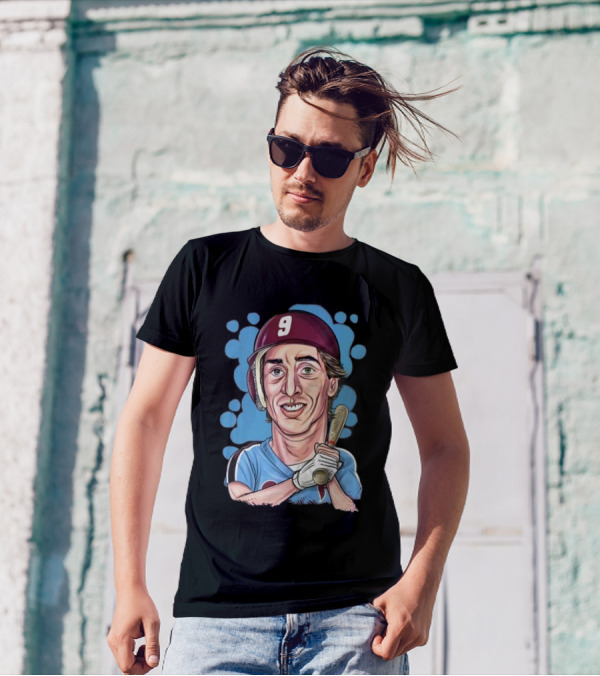 Von Hayes Number 9 Baseball Caricature T-Shirt
