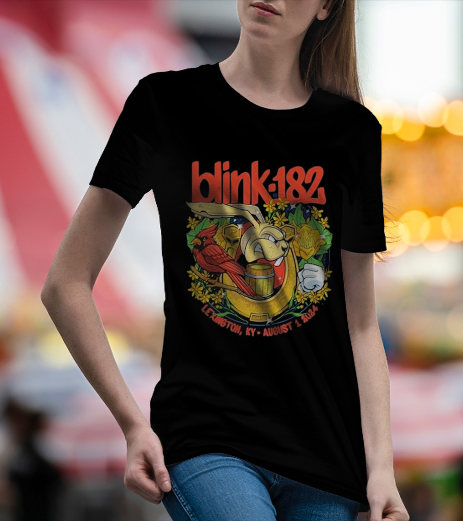 Blink-182 Lexington KY August 1 2024 Cardinal Rabbit Crest T-Shirt