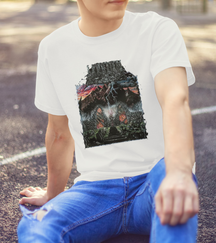 Undeath Rise From The Grave Haunted Ruins With Lightning And Mountains T-Shirt