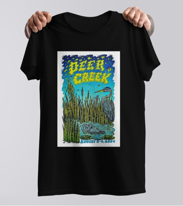 Phish Deer Creek Noblesville IN August 2-4 2024 Heron And Pond Scene T-Shirt