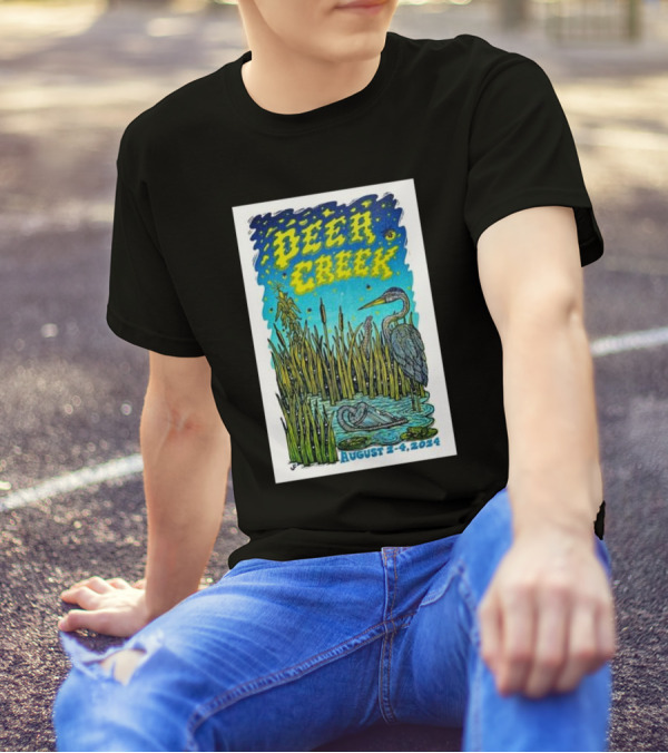 Phish Deer Creek Noblesville IN August 2-4 2024 Heron And Pond Scene T-Shirt