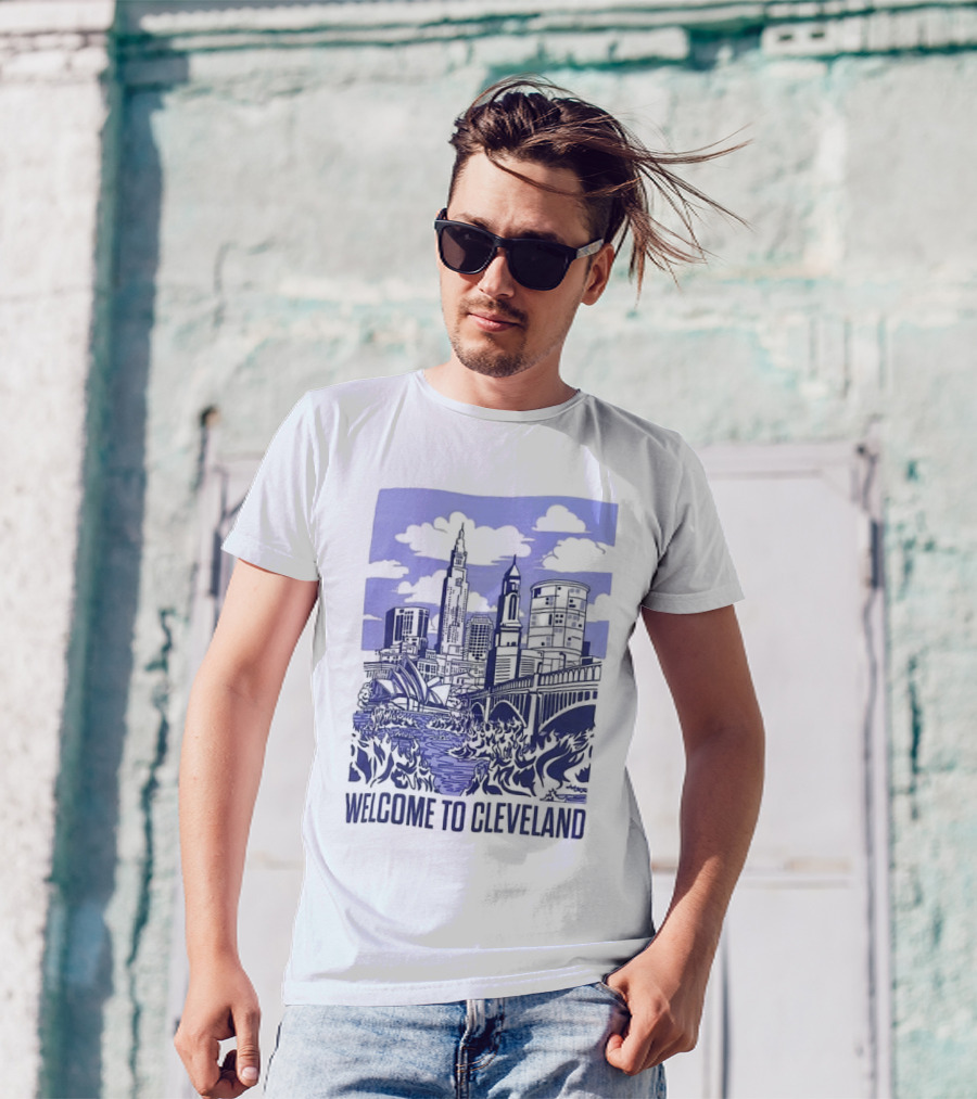 Welcome To Cleveland Skyline With Harbor Bridge And Opera House T-Shirt