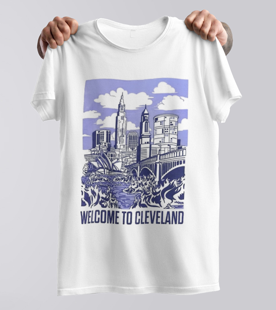 Welcome To Cleveland Skyline With Harbor Bridge And Opera House T-Shirt