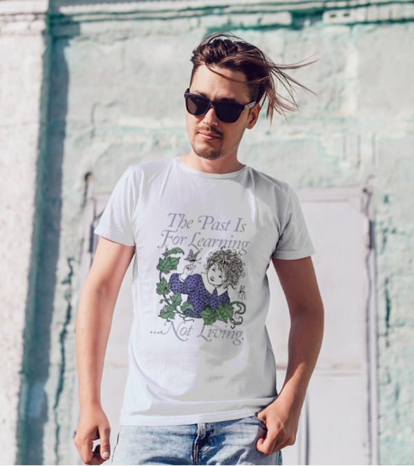 The Past Is For Learning Not Living Curly-Haired Child With Ivy And Butterflies T-Shirt