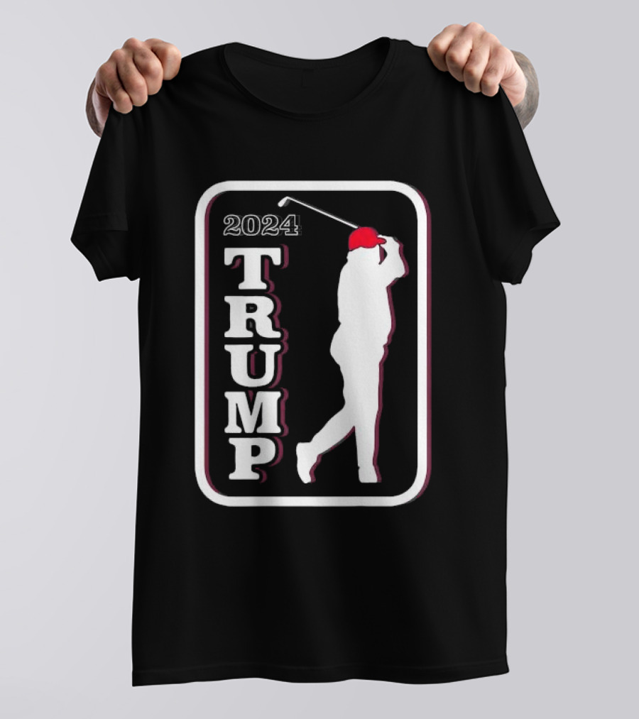 Trump 2024 Golf Silhouette Red Hat Badge T-Shirt
