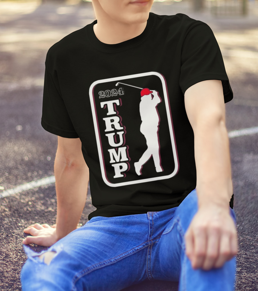 Trump 2024 Golf Silhouette Red Hat Badge T-Shirt