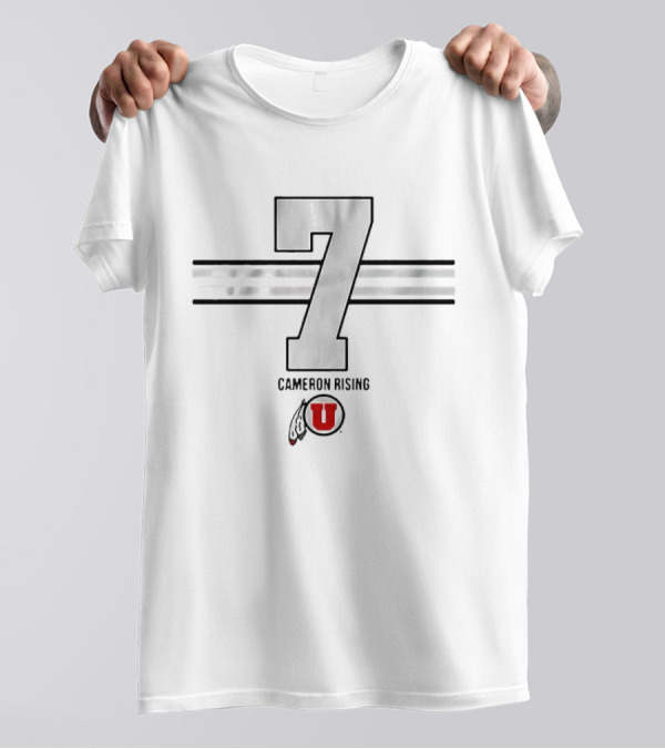 Utah Utes Football Cameron Rising 7 Front Stripes T-Shirt