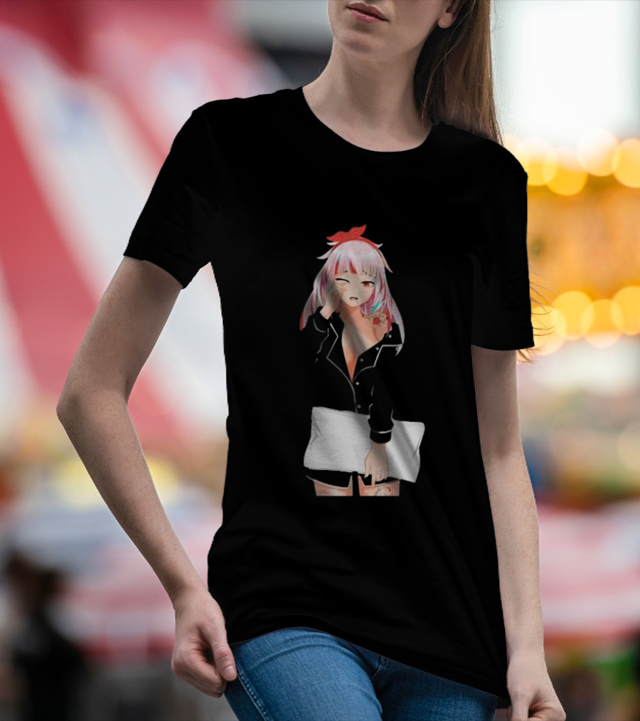 Fefe August Anime Character With Red Bow And Black T-Shirt