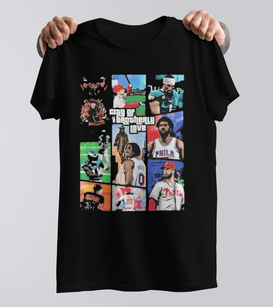 City Of Brotherly Love Gta X Philly Sports Athletes And Landmarks T-Shirt