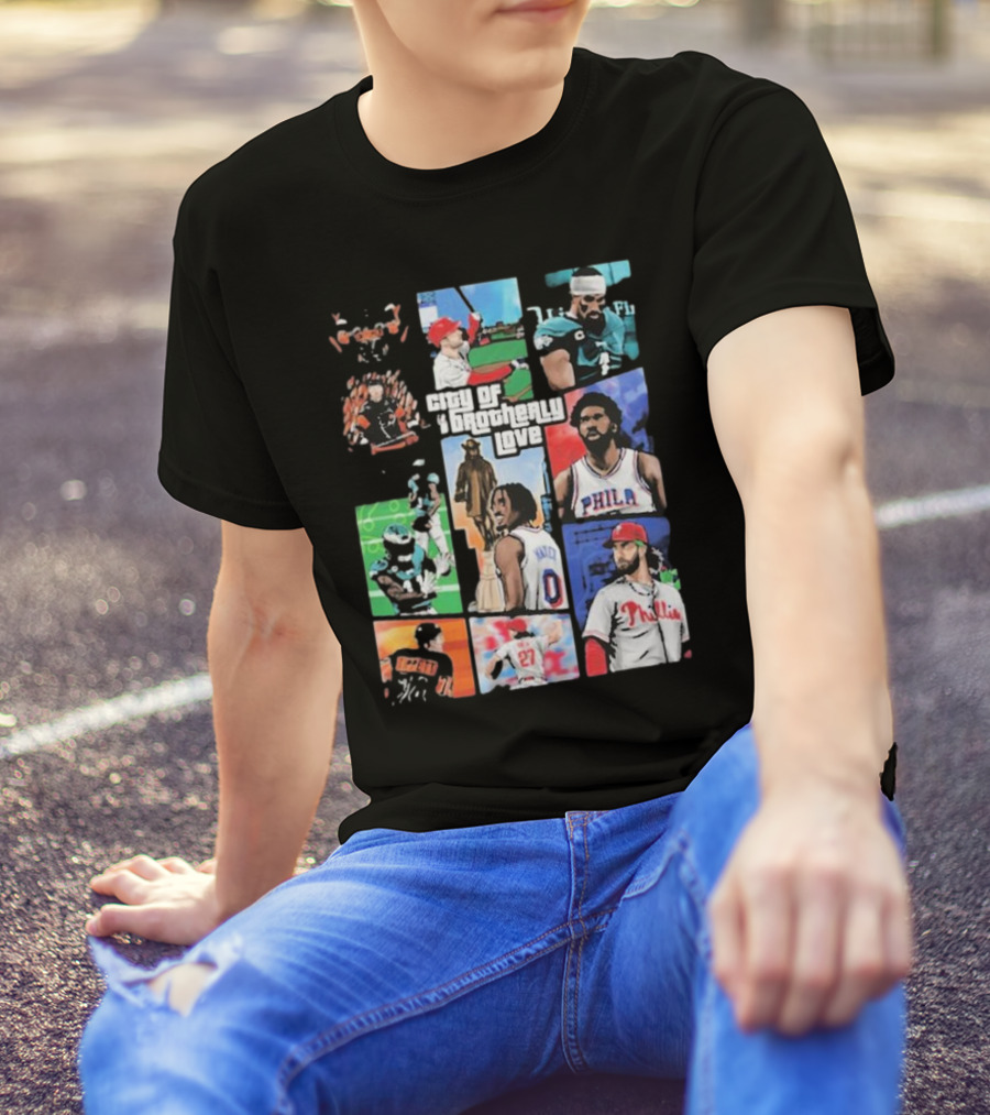 City Of Brotherly Love Gta X Philly Sports Athletes And Landmarks T-Shirt