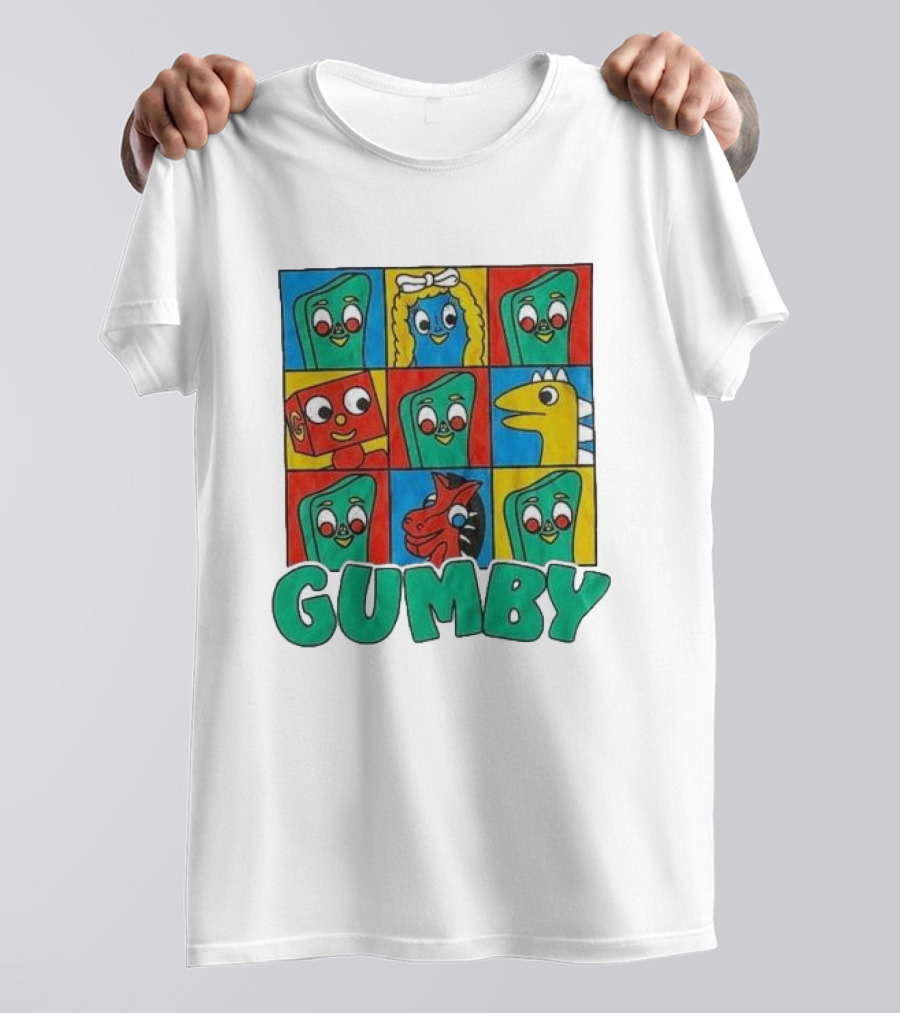 Gumby Pokey Prickle Goo Blockheads Friends Character Grid T-Shirt