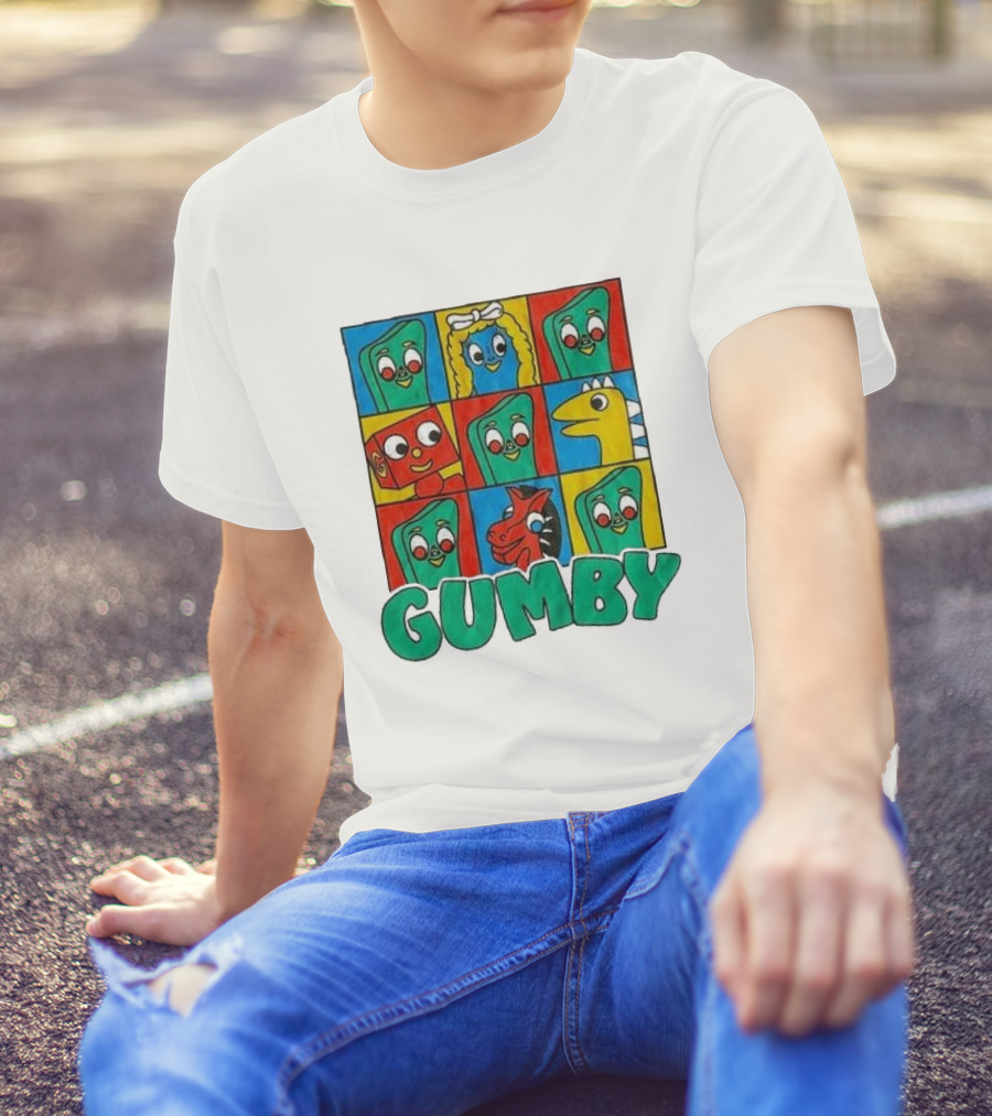 Gumby Pokey Prickle Goo Blockheads Friends Character Grid T-Shirt