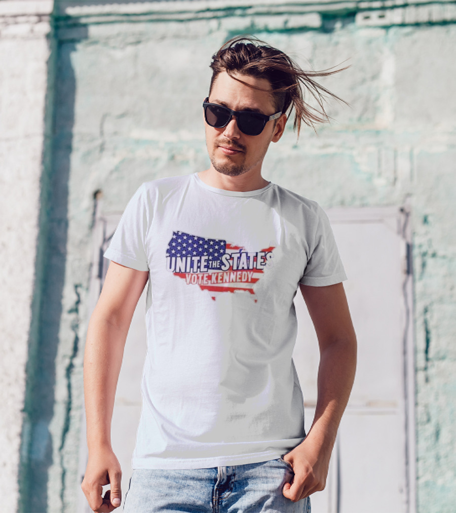Unite The States Vote Kennedy American Flag Map T-Shirt