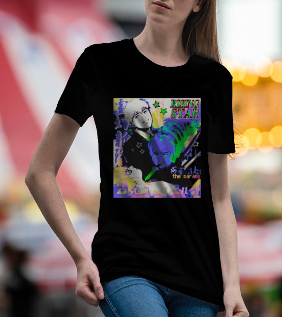 Rising Star The Parano Anime Style With Vibrant Character And Neon Background T-Shirt