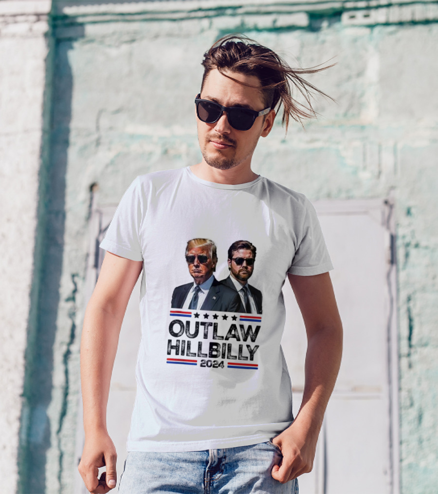 Outlaw Hillbilly 2024 Trump Vance Vintage US Flag T-Shirt