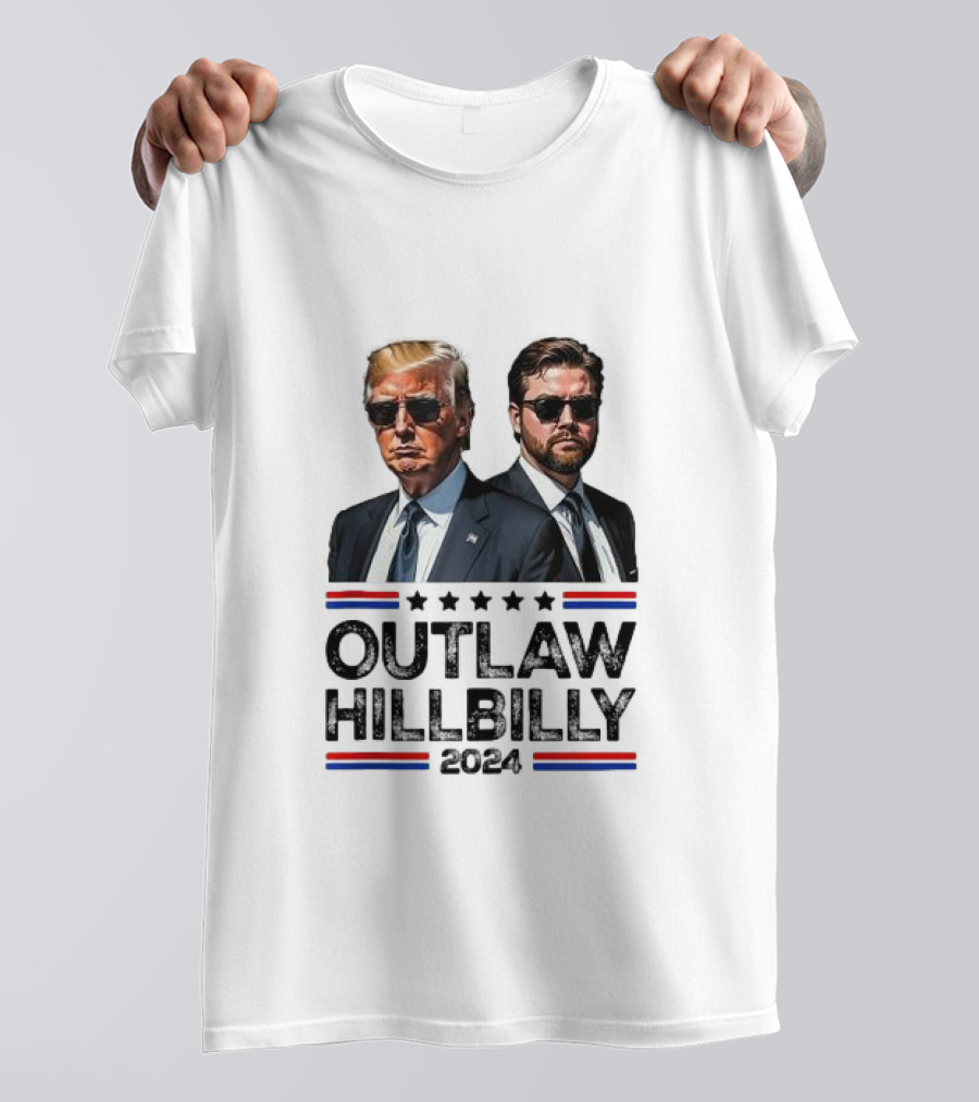 Outlaw Hillbilly 2024 Trump Vance Vintage US Flag T-Shirt