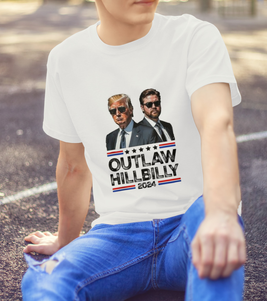 Outlaw Hillbilly 2024 Trump Vance Vintage US Flag T-Shirt