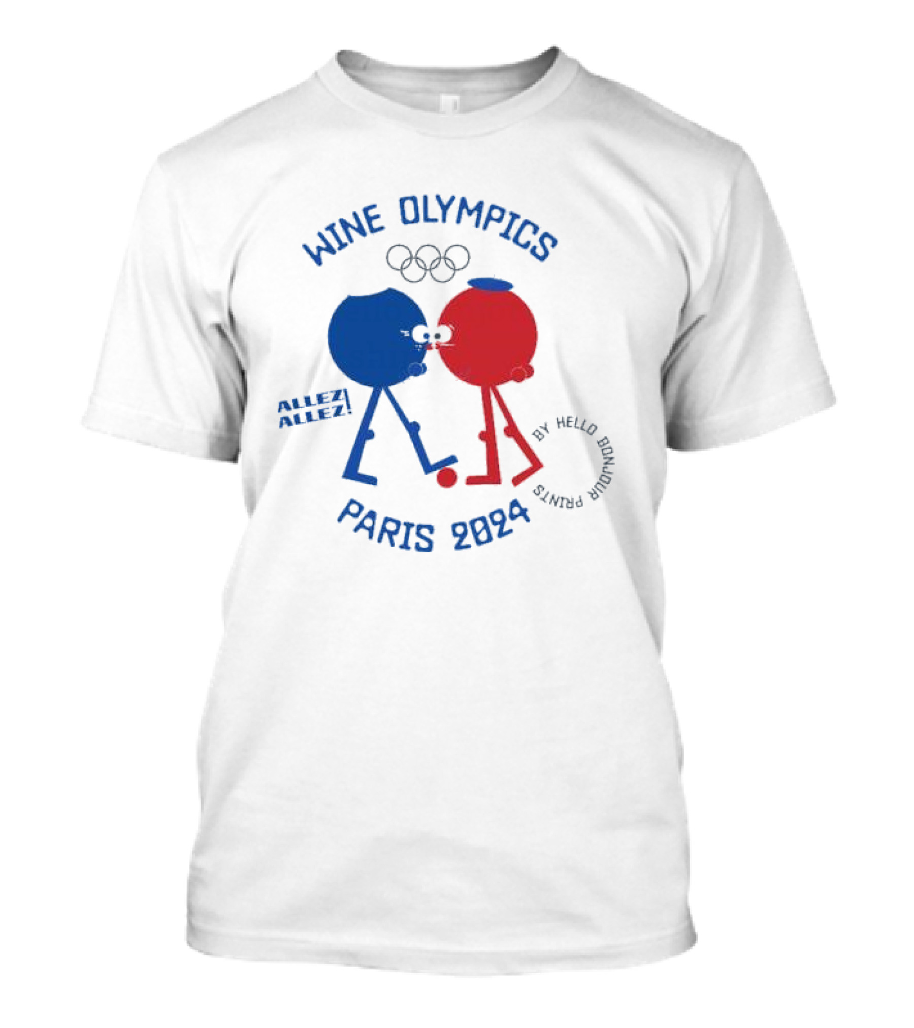 Wine Olympics Allez Allez Paris 2024 Hello Bonjour Prints T-Shirt