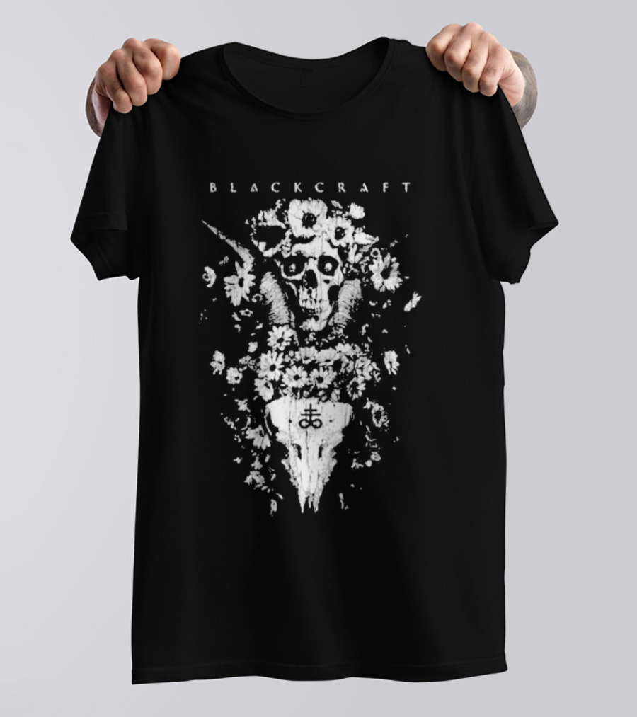 Blackcraft Skull Flowers Occult Symbol Midsummer T-Shirt