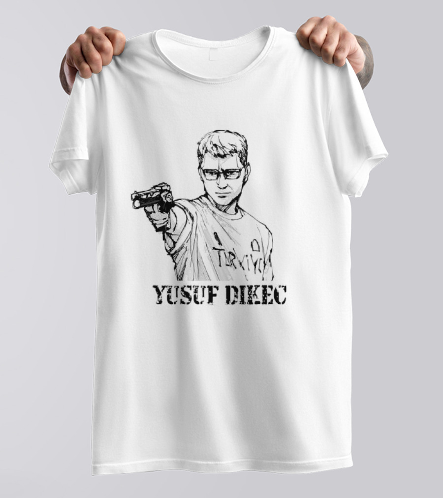 Yusuf Dikec Tactical Illustration With Gun And Glasses T-Shirt